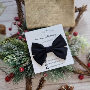 Black cotton hair bow, black hair clip, girls black bow, simple black hair bow, adults bow. Christmas bow