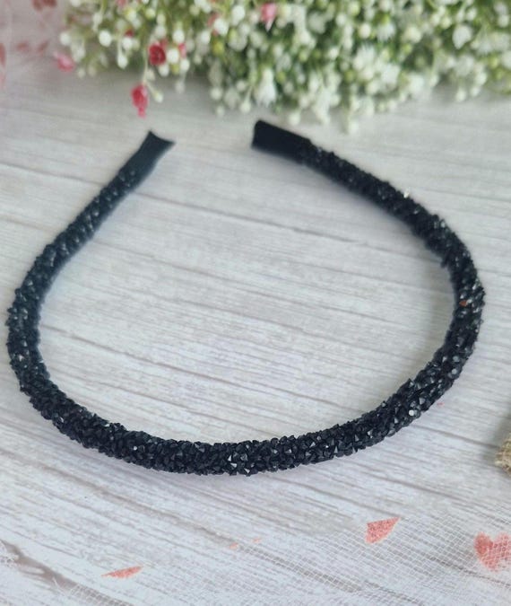 Black Diamanté Alice Band: Jeweled Rhinestone Headband