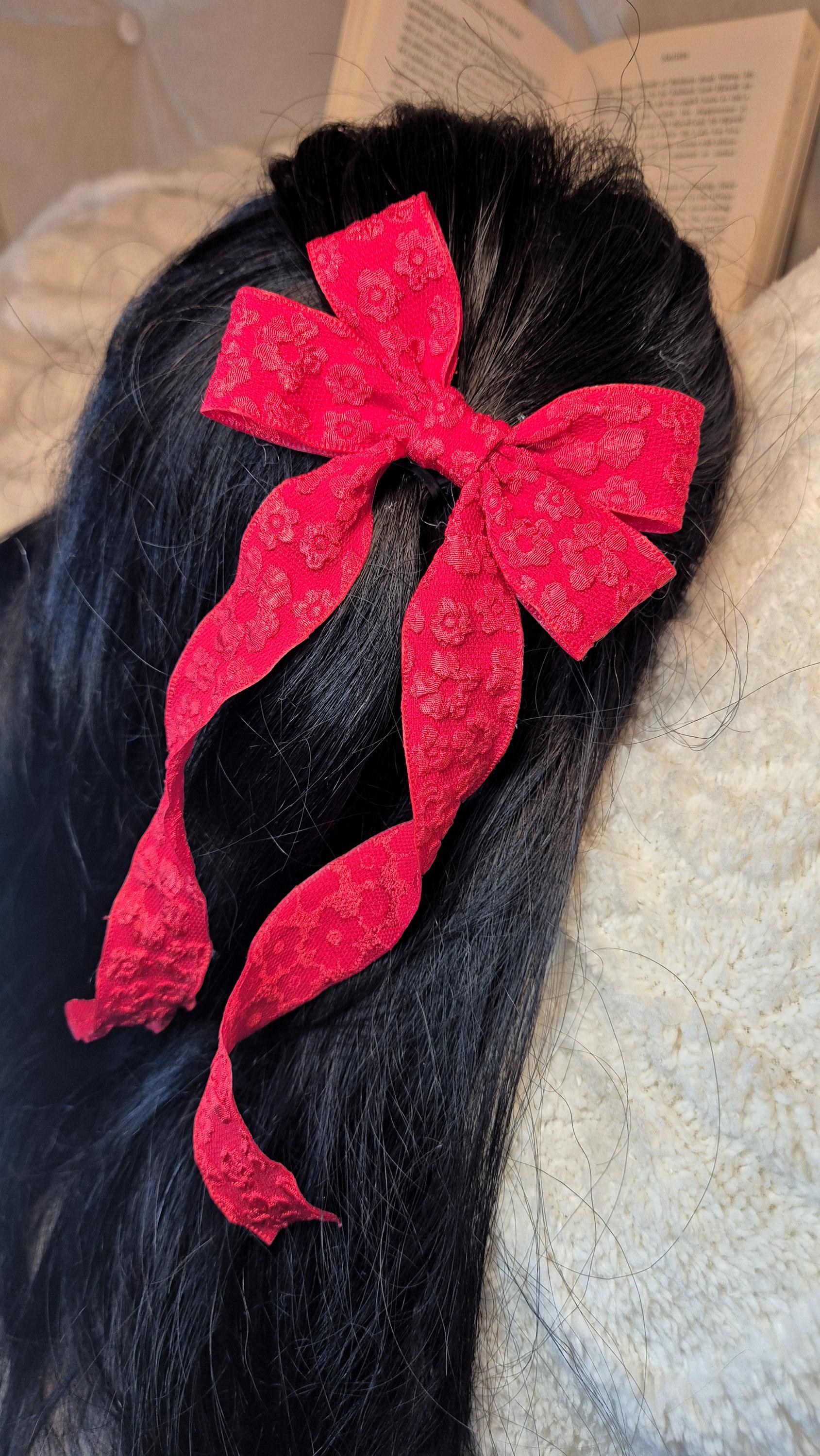 Vintage Haarspange Mit Roter Satin-Schleife – Eleganter Haarschmuck Für Damen