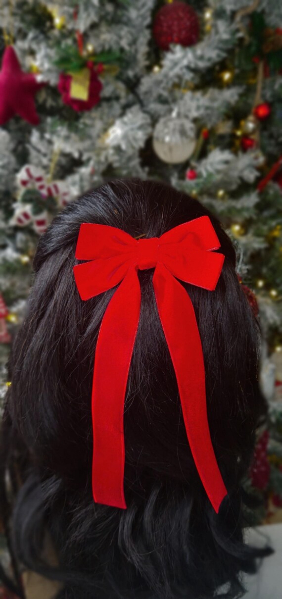Weihnachtliche Haarspangen Mit Samt-Schleife – 2 Stück, Rot & Grün, Clip-Design, Für Damen & Mädchen