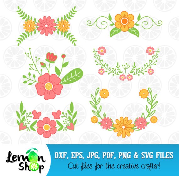 Download Floral Swag svg flowers monogram flower for silhouette | Etsy