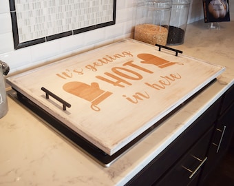 Custom Engraved Wood Stove Top Cover - Noodle Board - Cook Top Kitchen Décor