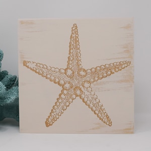 Starfish 7x7, 10x10, 12x12, 15x15, 20x20, 25x25, 30x30 Engraved Wood Sign