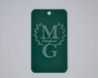 Monogram Vertical Personalized Luggage Tag - Customized Travel Tags - 2" x 3.5"