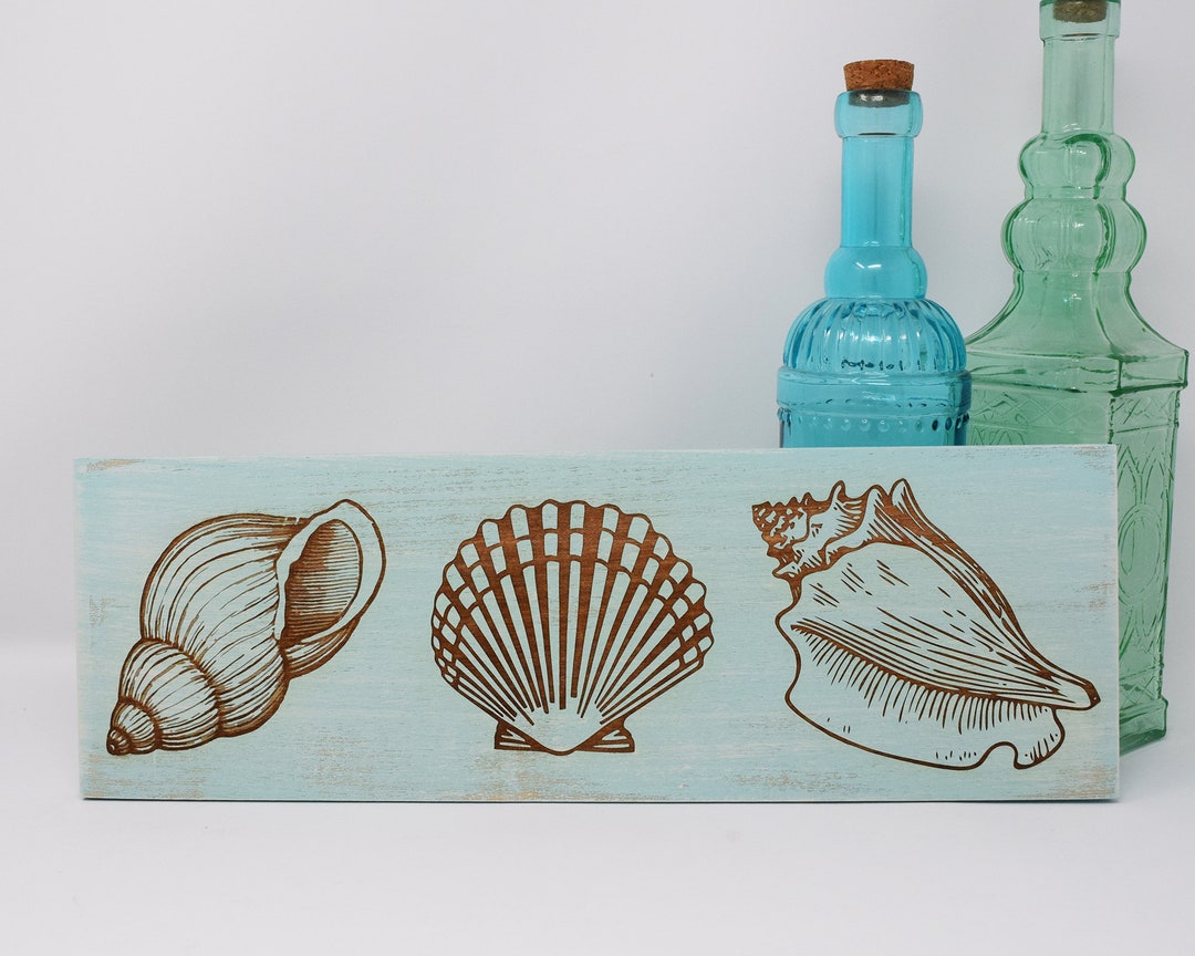 Seashell Shop Sign Seashell 5x15, 7x21, 10x30 Engraved Wood Sign - Etsy