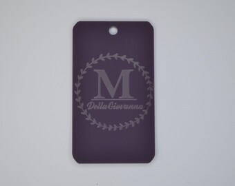 Monogram Wreath Vertical Personalized Luggage Tag - Customized Travel Tags - 2" x 3.5"