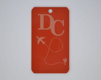Monogram Airplane Vertical Personalized Luggage Tag - Customized Travel Tags - 2" x 3.5"
