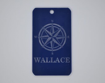Compass Vertical Personalized Luggage Tag - Customized Travel Tags - 2" x 3.5"