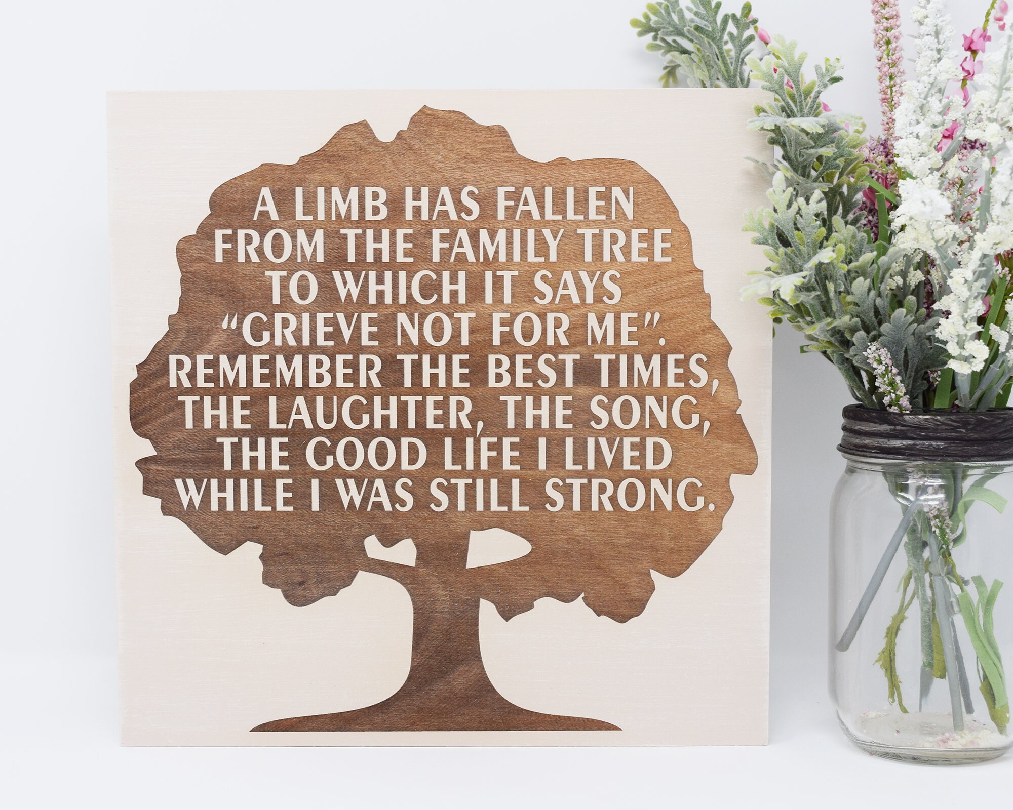 A limb has fallen from the family tree to which it says "Grieve …