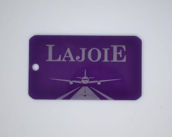 Airplane Landing Takeoff Horizontal Personalized Luggage Tag - Customized Travel Tags - 2" x 3.5"