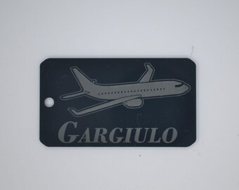 Airplane Horizontal Personalized Luggage Tag - Customized Travel Tags - 2" x 3.5"