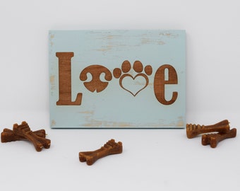 Love Cat and Dog 5x7, 8x12, 10x15, 15x22, 20x30, 24x36 Engraved Wood Sign