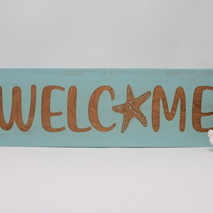 Welcome Starfish 5x15, 7x21, 10x30 Engraved Wood Sign