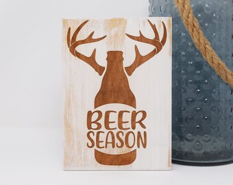 Beer Season 5x7, 8x12, 10x15, 15x22, 20x30, 24x36 Engraved Wood Sign