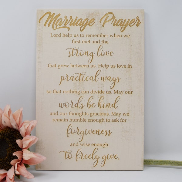 Marriage Prayer 8x12, 10x15, 15x22, 20x30, 24x36 Engraved Wood Sign