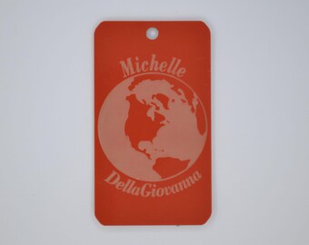 World Traveler Vertical Personalized Luggage Tag - Customized Travel Tags - 2" x 3.5"