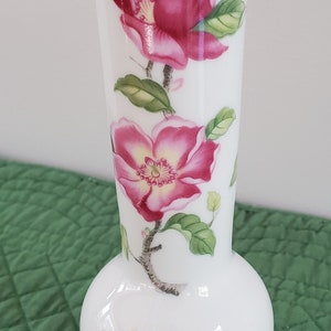 c1950 - 1955 Vintage &quot;Lefton&quot; Hand Painted Pink Roses Bone China Bud Vase #1938