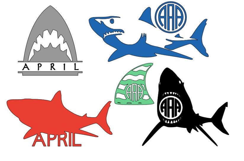 Download Shark monogram silhouette svg pdf png jpg | Etsy