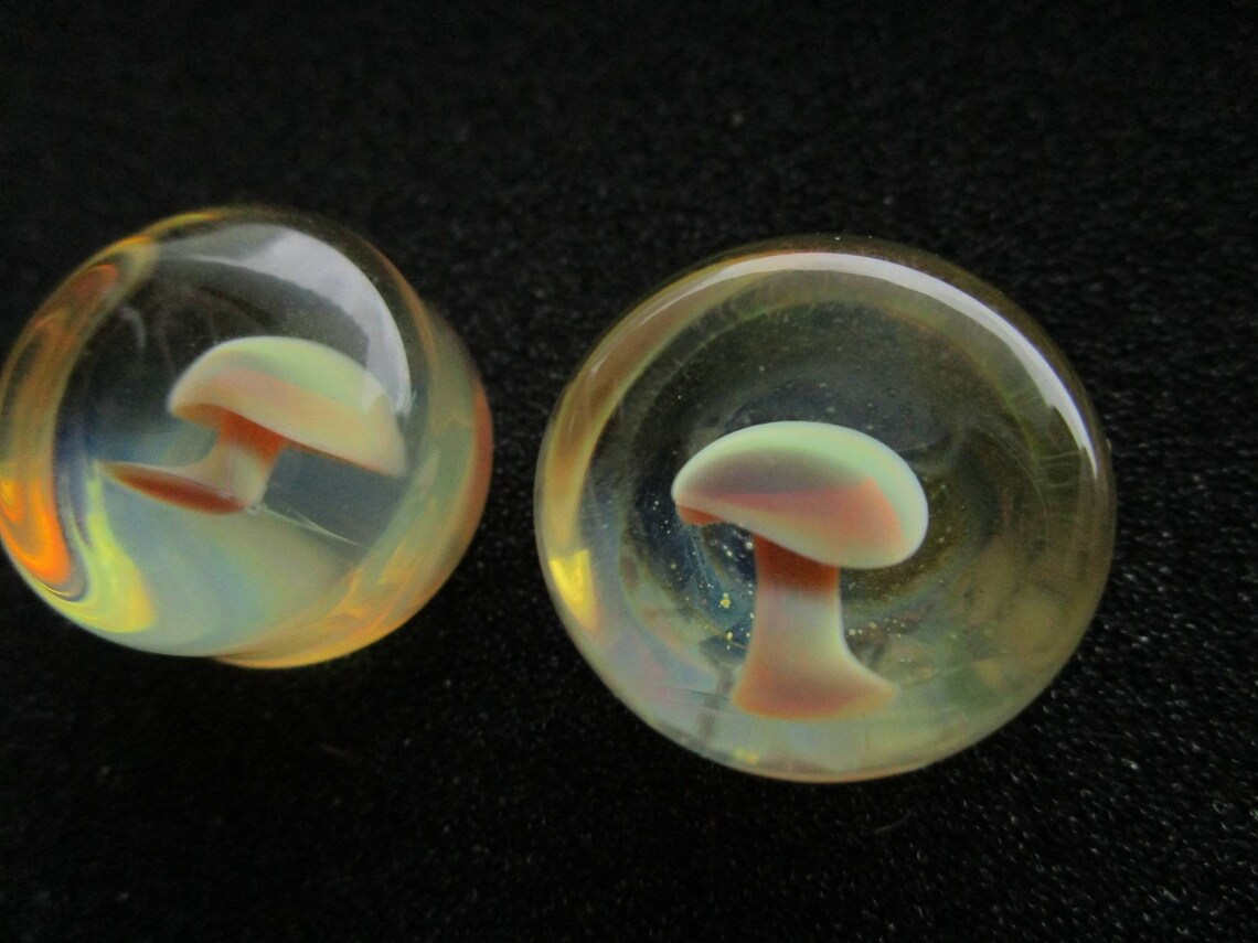 3/4 inch od borosilicate glass mushroom ear plugs Etsy