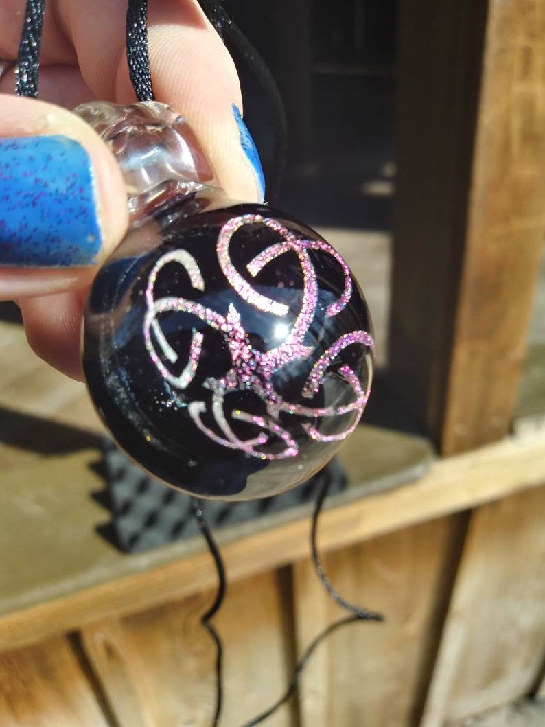 Pink Dichroic Celtic Knot Glass Pendant