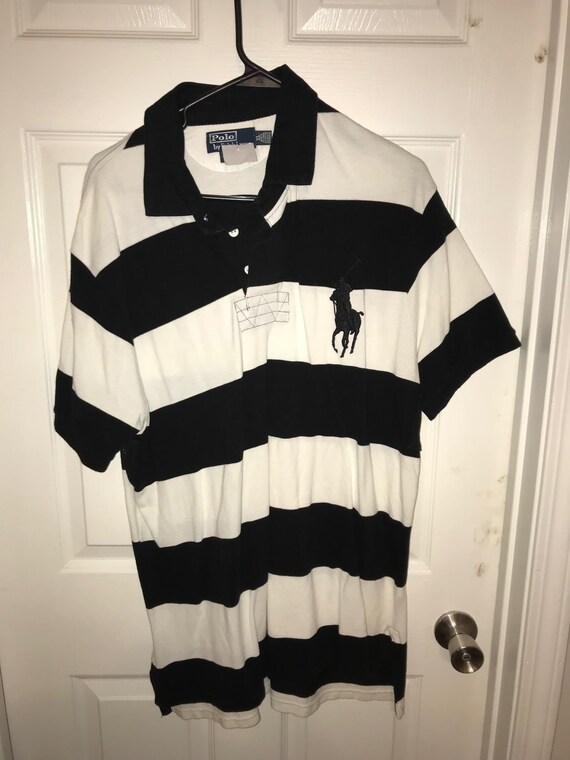 ralph lauren black white striped shirt
