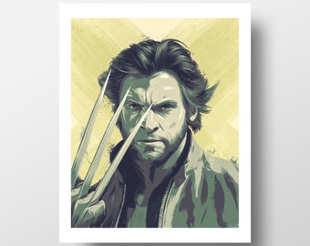 Impresión artística de Lobezno, ilustración de X-Men en papel de terciopelo Somerset