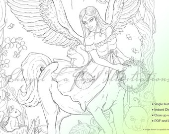 Forest Stroll - Adult Coloring Page | Instant download | JPG | PDF