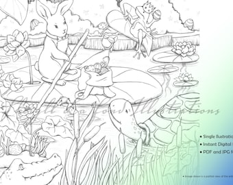 The Pond - Egg Hunt I Printable Coloring Page I PDF,JPG