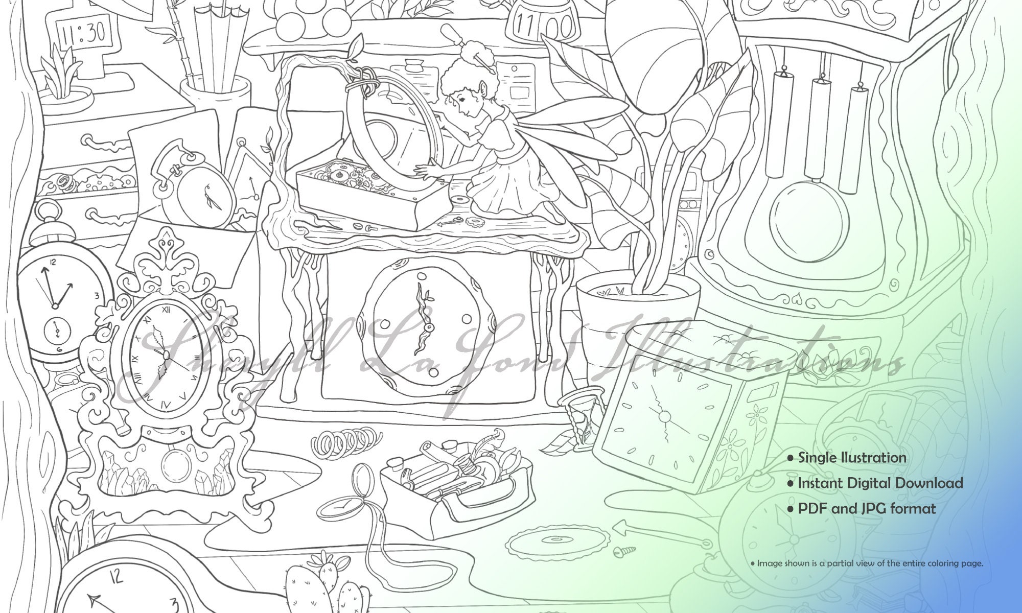 Clockwork Fairy Coloring Page ( Little Fantasy Collection ) - Instant ...