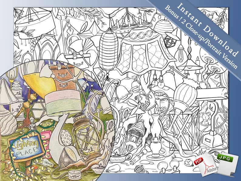 Lighting Place (Hoarder's Island Collection)| Coloring Book | Illustrator Image | Digital Download image 5