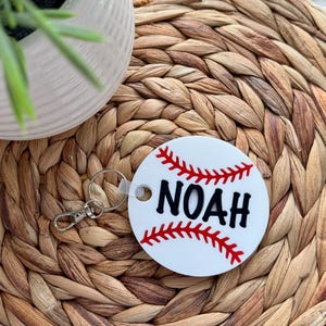 Baseball Bag Tag, personalisierte Tasche Tag, Baseball Schlüsselbund, Baseball Tag, Baseball Geschenk, Namensschild, Benutzerdefinierte Schlüsselbund, Ostern Korb Stuffer
