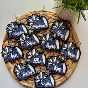 Cheer Bag Tag, Personalized Bag Tag, Cheer Keychain, Cheer Tag, Cheer Gift, Name Tag, Easter Basket Stuffer