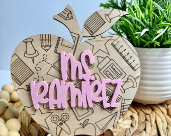 Benutzerdefinierte Lehrer Namensschild, Desktop Lehrer Zeichen, 3D Lehrer Zeichen, Klassenzimmer Dekor Zeichen, Lehrer Willkommensschild, Erzieher Abschlussgeschenk