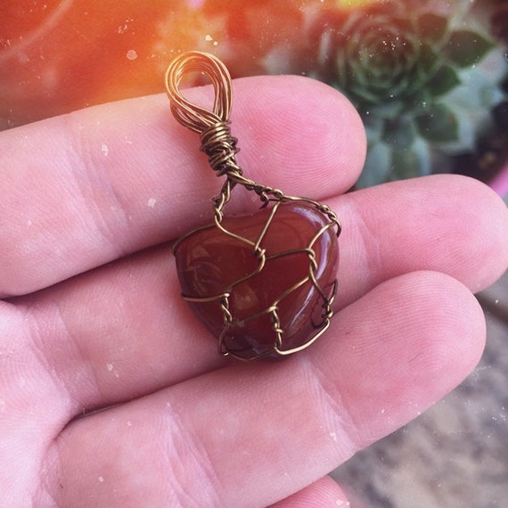 Red Jasper Crystal Wire Wrapped Necklace - Red Jasper Pendant Uk Red Jasper Crystal Wire Wrapped Necklace - Red Jasper Pendant Uk
