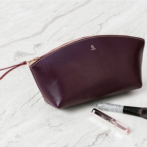 Personalized Leather Cosmetic Bag | Monogrammed Makeup Pouch