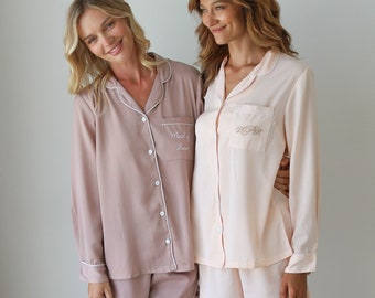 Silky Bridesmaids Pajamas | Bridesmaids PJs | Personalized Gifts for Women | Short Pajamas | Bridal party Pajama Set | Pajama Shorts