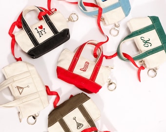 Micro Tote Bag Keychain Personalized Christmas Gift for Her Embroidered Bag Charm