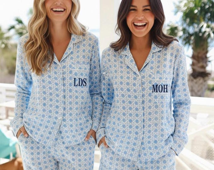 Personalized Cotton Pajama Set: Bridesmaid Gift, Bridesmaid Short or Long PJs