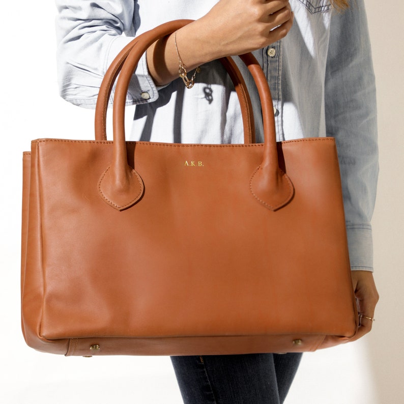 Leather Handbag Personalized Christmas Gift for Her Office Etsy