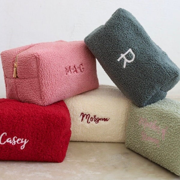 Sherpa Cosmetic Pouch Bridesmaid Proposal Makeup Bag Personalized Bridesmaid Gift