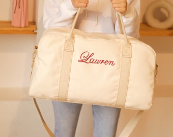 Weekender Bag personalisiertes Brautjungfer Geschenk für Sie, Seesack mit Initialen Baby Shower Geschenk, personalisiertes Weihnachtsgeschenk, Brautjungfer Tasche