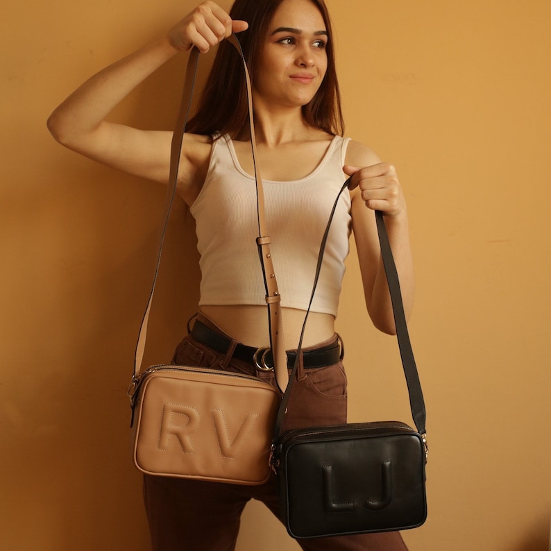 Crossbody Leather Bag Personalized Christmas Gift for her, Personalized Leather Shoulder Bag, Leather Purse image 4