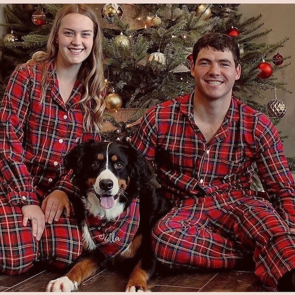 Christmas Pajamas Matching | Flannel Christmas Pajamas | Christmas Gifts for Girlfriend | Men's Pajamas | Bridesmaid Flannel PJs