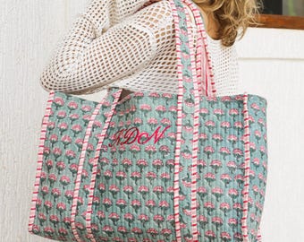 Needlepoint Project Tote NDLPT Project Bag Storage, Embroidered Block Print Tote, Custom Bachelorette Name School