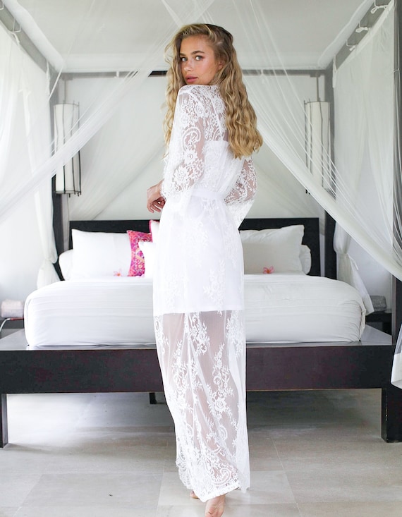floor length lace robe