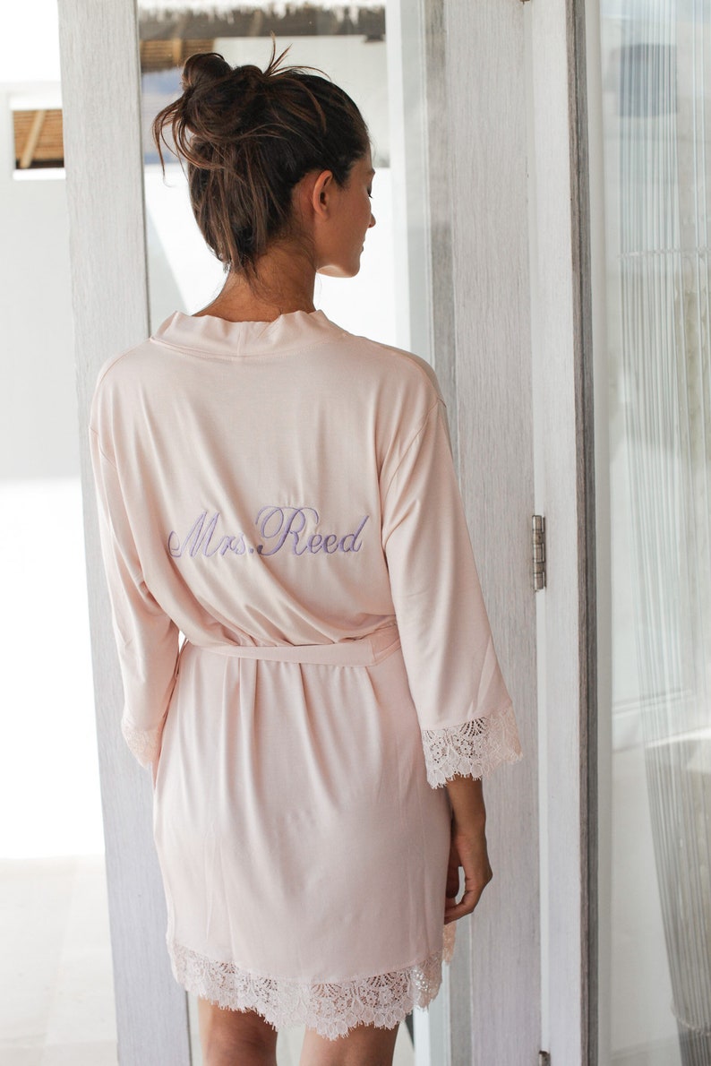 Bridal Shower Gift Getting Ready Robe Gift for Bride Lace Bridal Robe Bride Robe Personalized Bride Robe Mrs Robe Mrs Gifts image 6