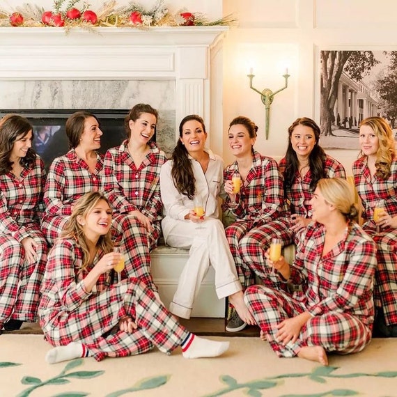 Bridesmaid Pajamas Flannel Matching Pajamas Bridesmaid Gift Bridal Party  Gifts Plaid Pajamas Christmas Bridesmaid Bridesmaid Flannels 