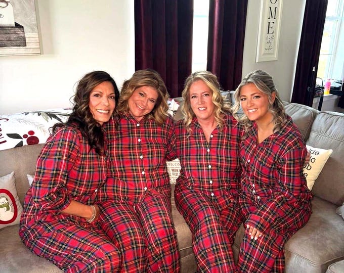 Christmas Pajamas, Matching Plaid Buffalo Christmas Pajamas Set, Customized Pajamas, Personalized Pjs