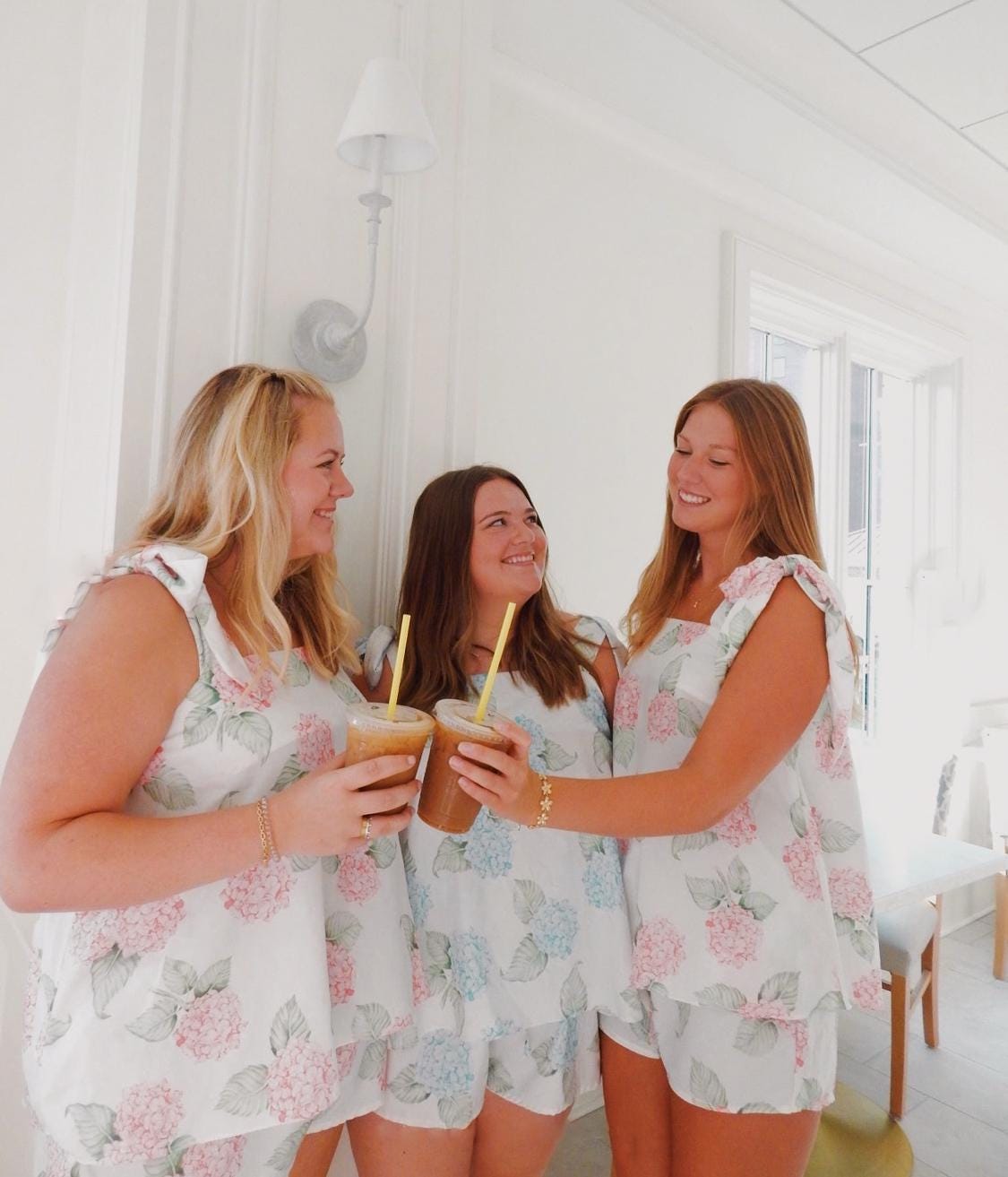 Hydrangea Floral Bridesmaid Pajamas Something Blue Bachelorette Party Theme PJs Bridesmaid Proposal Bridesmaid Getting Ready Outfit