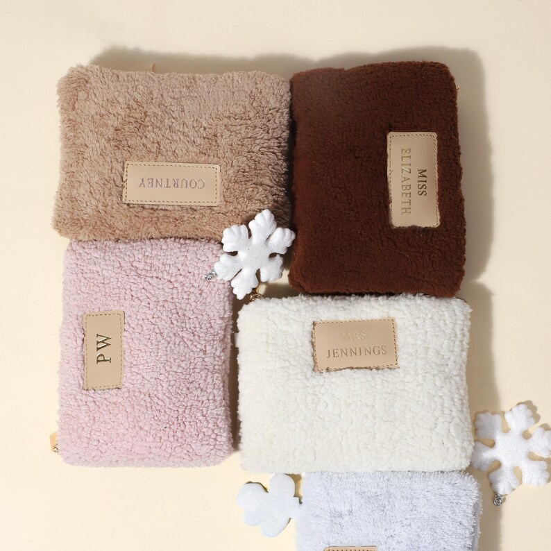 Soft Teddy Flat Purse Pouch Small | Faux Fur Zipper Bag | Plush Make-up ...